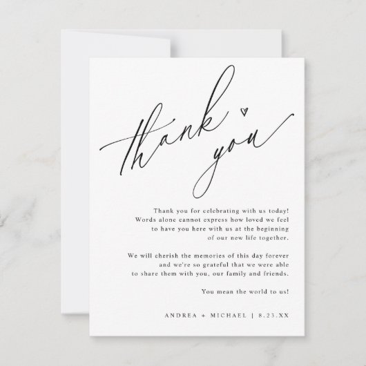 Einfaches modernes Hochzeitshandwerk Dankeskarte (Vorderseite)