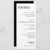 Einfaches, modernes Hochzeitsmenü Menükarte (Vorne/Hinten)