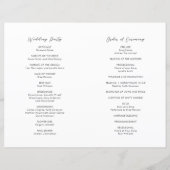 Einfaches modernes Hochzeitsprogramm (Rückseite)