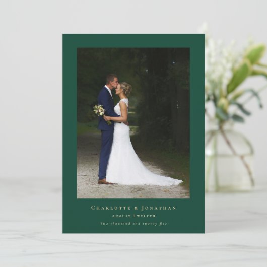 Einfaches modernes Hochzeitsstil-Foto Dankeskarte (Stehend Vorderseite)