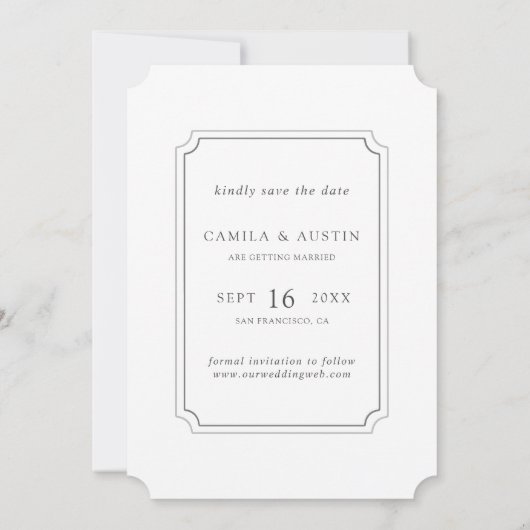 Einfaches modernes Hochzeitsstil Save the Date (Rückseite)