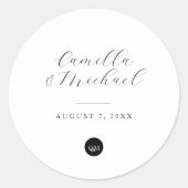 Einfaches, modernes Hochzeitstickers-Circle Runder Aufkleber (Vorderseite)