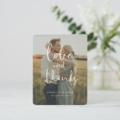 Einfaches modernes Hochzeitstil-Foto Dankeskarte (Stehend Vorderseite)