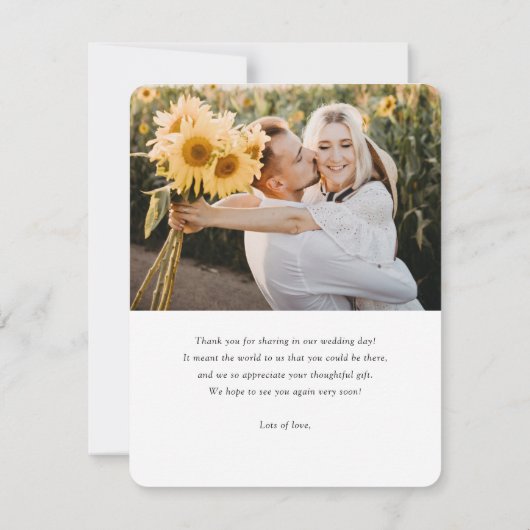 Einfaches modernes Hochzeitstil-Foto Dankeskarte (Rückseite)