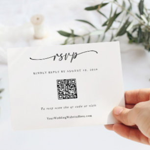 Einfaches, modernes Hochzeitstil-QR-Herz RSVP Karte