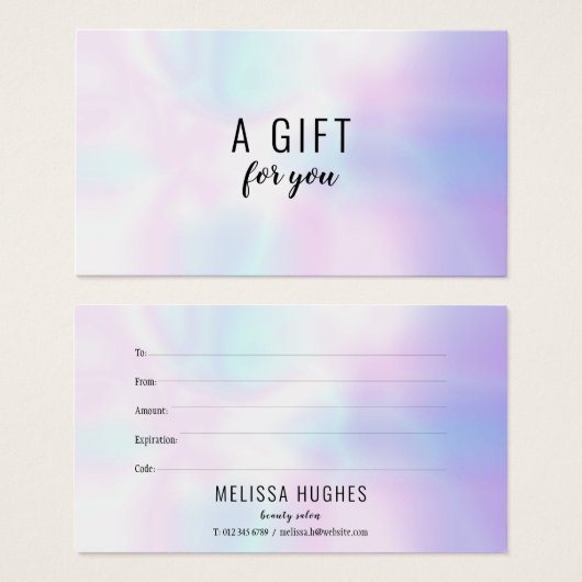 Einfaches, modernes Holografisches Geschenkzertifi (Vorne & Hinten)