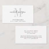 Einfaches modernes Innendesigner-Script-Monogramm Visitenkarte (Vorne/Hinten)