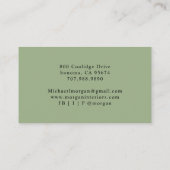 Einfaches modernes Innendesigner-Script Sage Green Visitenkarte (Rückseite)