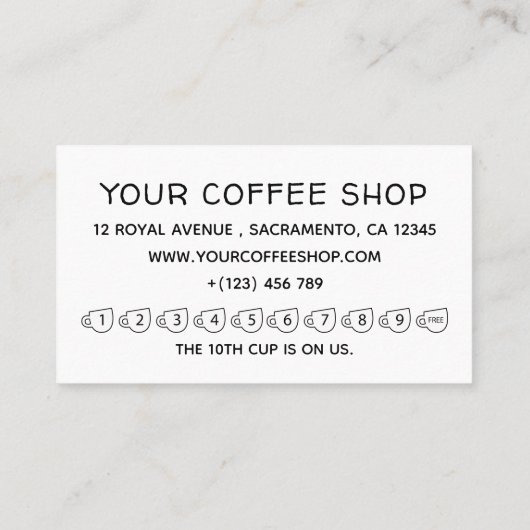 einfaches modernes Kaffeehaus Visitenkarte (Rückseite)