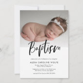 Einfaches modernes Kalligrafie-Taufbein-Foto Einladung (Vorderseite)