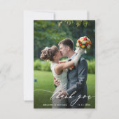 Einfaches modernes kalligrafisches Hochzeitssemble Dankeskarte (Vorderseite)