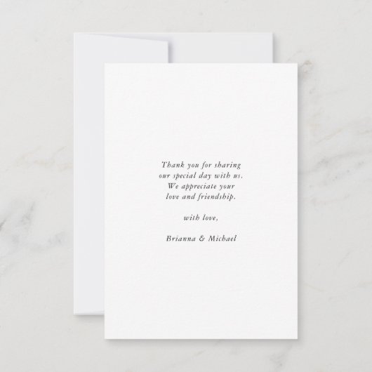 Einfaches modernes kalligrafisches Hochzeitssemble Dankeskarte (Rückseite)