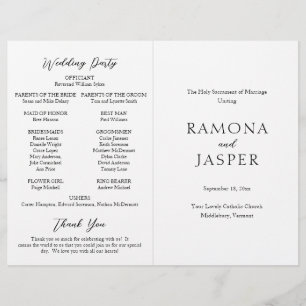 Einfaches modernes katholisches Hochzeitsprogramm