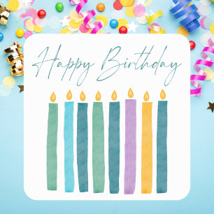Einfaches modernes klassisches Happy Birthday-Skri Quadratischer Aufkleber