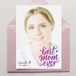 Einfaches Modernes Lila Rosa Beste Mutter Foto Sch Karte