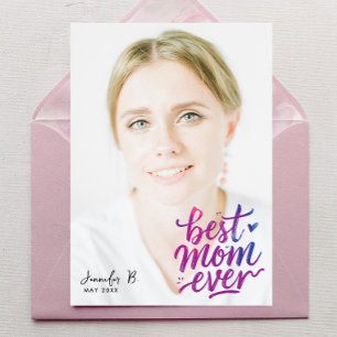 Einfaches Modernes Lila Rosa Beste Mutter Foto Sch Karte