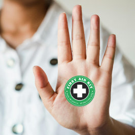 Einfaches modernes medizinisches Grün-Schwarz-Weiß Runder Aufkleber