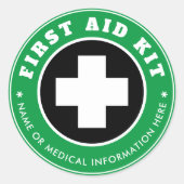 Einfaches modernes medizinisches Grün-Schwarz-Weiß Runder Aufkleber (Vorderseite)