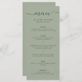 Einfaches, modernes Menü mit Grünen Hochzeiten Menükarte (Vorne/Hinten)