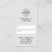 Einfaches, modernes Minimal-Business-Logo Empfehlungskarte (Rückseite)