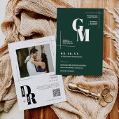 Einfaches, modernes Minimal-Emerald-Green-QR-Foto Einladung