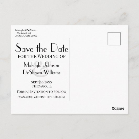 Einfaches modernes Minimal-Foto Save the Date Hoch Postkarte (Rückseite)