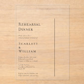 Einfaches, modernes Minimal-Hochzeit-Probe-Dinner Acryleinladungen (Vorderseite)