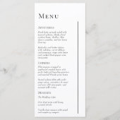Einfaches, modernes Minimal-Hochzeitsmenü Menükarte (Vorderseite)