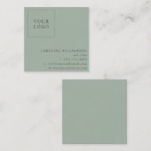 Einfaches, modernes Minimal-Sage-Berufliches Logo Quadratische Visitenkarte (Vorne/Hinten)