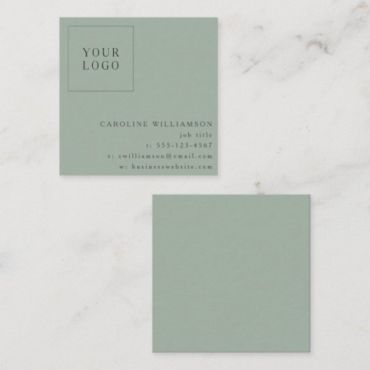 Einfaches, modernes Minimal-Sage-Berufliches Logo Quadratische Visitenkarte (Vorne/Hinten)