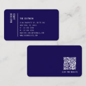 Einfaches modernes minimales dunkelblaues QR-Code Visitenkarte (Vorne/Hinten)