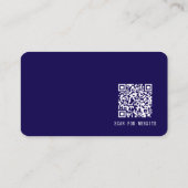 Einfaches modernes minimales dunkelblaues QR-Code Visitenkarte (Rückseite)