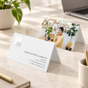 Einfaches modernes minimales Logo Foto gefaltet le Visitenkarten