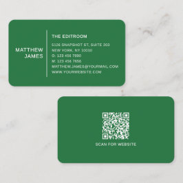 Einfaches modernes minimales mattes grünes QR-Code Visitenkarte