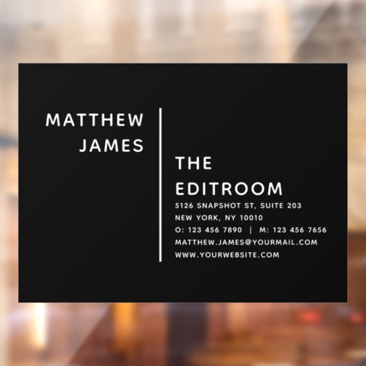 Einfaches, modernes minimales Schwarz-weißes Gesch Fensteraufkleber (Blatt 2)