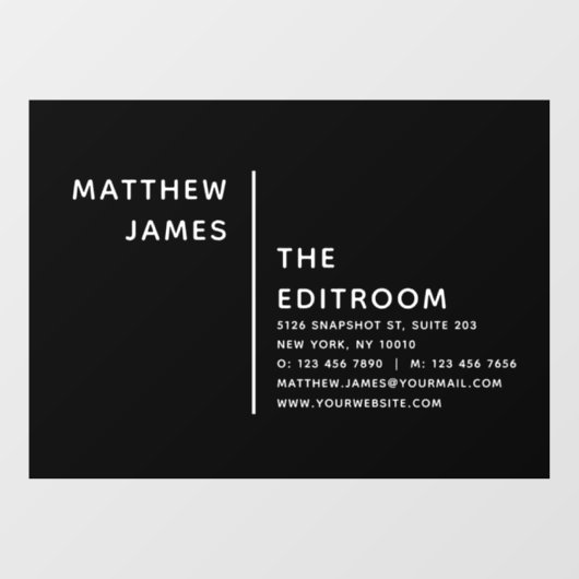 Einfaches, modernes minimales Schwarz-weißes Gesch Fensteraufkleber (Blatt)