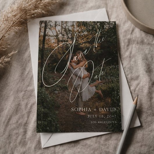 Einfaches modernes minimalist elegantes Skriptfoto Save The Date