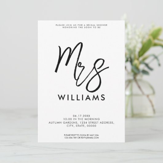 Einfaches modernes Minimalistisches Brautparty Einladung (Stehend Vorderseite)