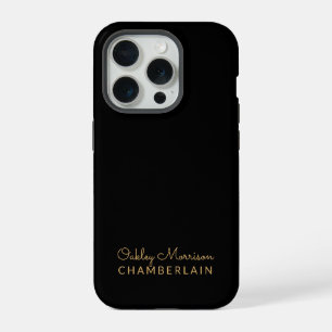 Einfaches modernes minimalistisches Gold Name Schw iPhone 15 Pro Hülle