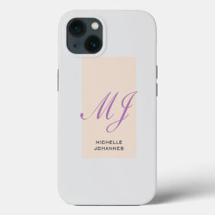 Einfaches modernes minimalistisches Namensmonogram iPhone 13 Hülle