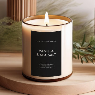 Einfaches modernes minimalistisches schwarzes Kerz Lebensmitteletikett