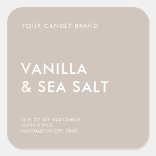 Einfaches, modernes Minimalistisches Taupe Candle Quadratischer Aufkleber