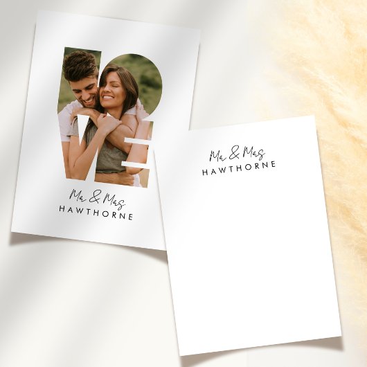 Einfaches modernes Monogram Couple Wedding Foto Mitteilungskarte