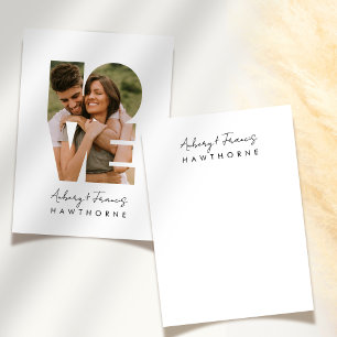 Einfaches modernes Monogram Couple Wedding Foto Mitteilungskarte