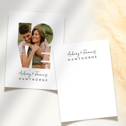 Einfaches modernes Monogram Couple Wedding Foto Mitteilungskarte