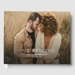 Einfaches modernes Monogram-Foto Hochzeitshaus Gästebuch