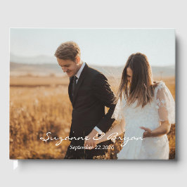 Einfaches modernes Monogram-Foto Hochzeitshaus Gästebuch