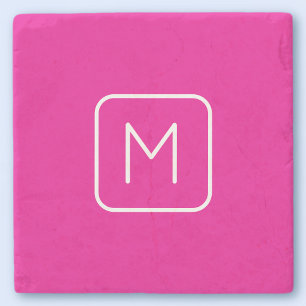 Einfaches & modernes Monogramm Anfangsbuchstabe    Steinuntersetzer