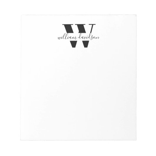 Einfaches modernes Monogramm Geschäft professionel Notizblock (Vorderseite)