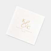 Einfaches modernes Monogramm Gold Hochzeits-Cockta Servietten Mit Folie (Links)